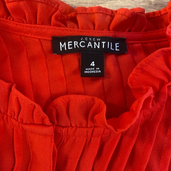 J. Crew Mercantile J6493 Red Ruffle Pintuck Long Sleeve blouse Top Ruffle Sz 4 - Picture 4 of 8